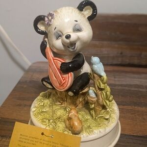 Otagiri Musical Panda Figurine Music Box "What A Beautiful Morning".